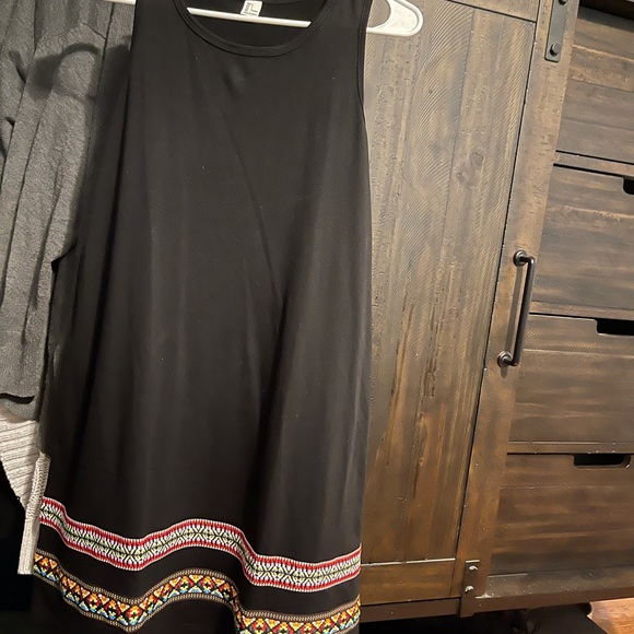 Casual black dress with colorful trim - Picture 1 of 2